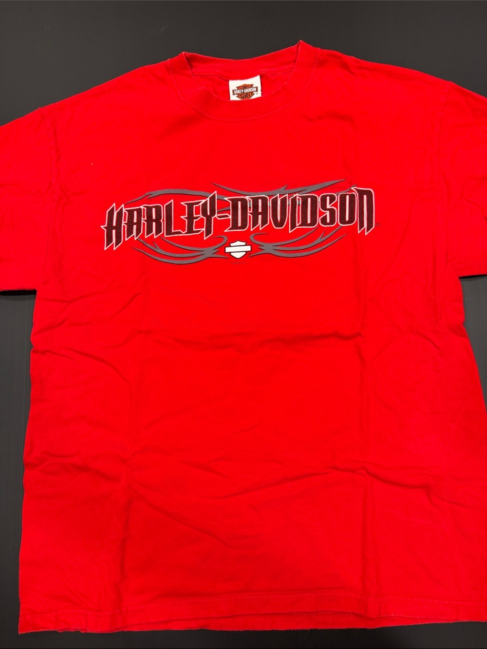 Harley-Davidson Red Short Sleeve Logo Tee with Black & White Graphic